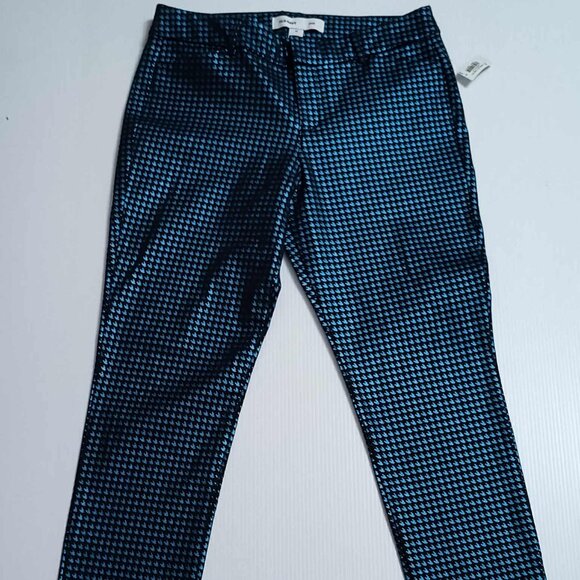 Old Navy Blue & black Metallic Houndstooth Pixie Ankle Pants, size 10 - NWT - Picture 2 of 11